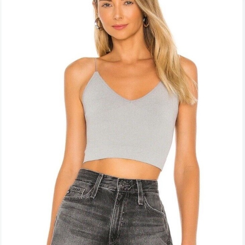 Free People Intimately Skinny Strap Seamless Brami Cami Crop Top Gray Size M/L